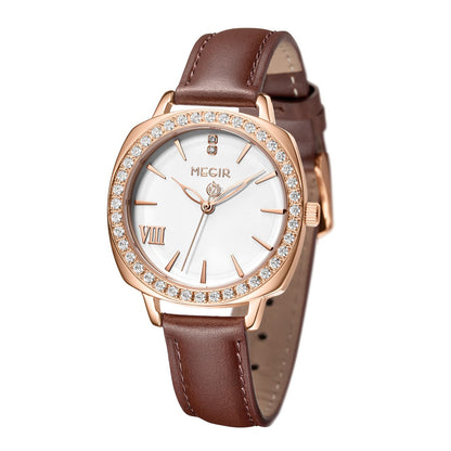 MEGIR Fashion Women Watch Luxury Diamond Leather Ladies Bracelet Watch Female Quartz Wristwatches Dress Clock Relogio Feminino