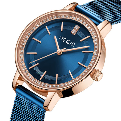 MEGIR Luxury Watches for Women Stainless Steel Dress Clock Fashion Elegant Wristwatch Quartz Watch Ladies Clock Reloj Mujer 7012