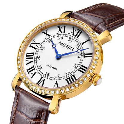 MEGIR Luxury Women Watch Business Ladies Fashion Quartz Bracelet Wrist Watches Casual Leather Band Dress Clock Montre Homme