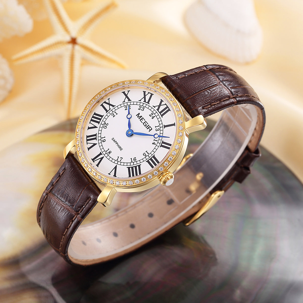 MEGIR Luxury Women Watch Business Ladies Fashion Quartz Bracelet Wrist Watches Casual Leather Band Dress Clock Montre Homme