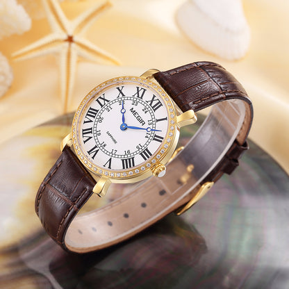 MEGIR Luxury Women Watch Business Ladies Fashion Quartz Bracelet Wrist Watches Casual Leather Band Dress Clock Montre Homme
