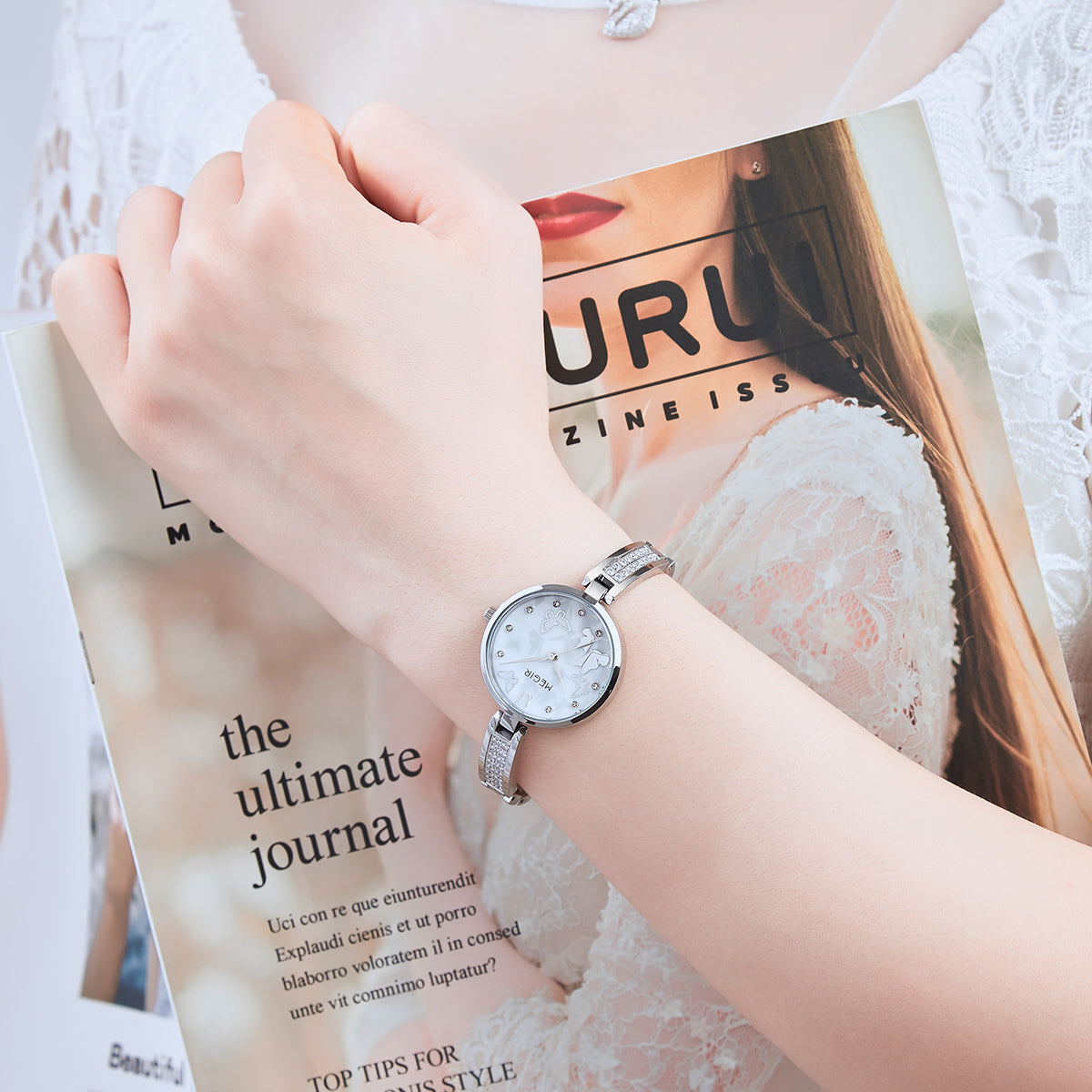 MEGIR Watch for Women Luxury Diamond Ladies Quartz Wristwatches Steel Women Bracelet Watches Female Dress Clock Relogio Feminino