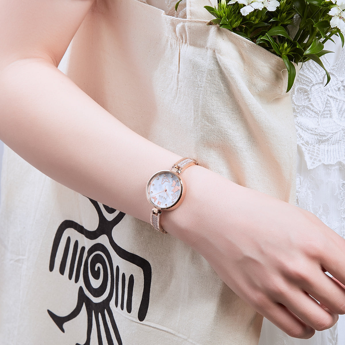 MEGIR Watch for Women Luxury Diamond Ladies Quartz Wristwatches Steel Women Bracelet Watches Female Dress Clock Relogio Feminino