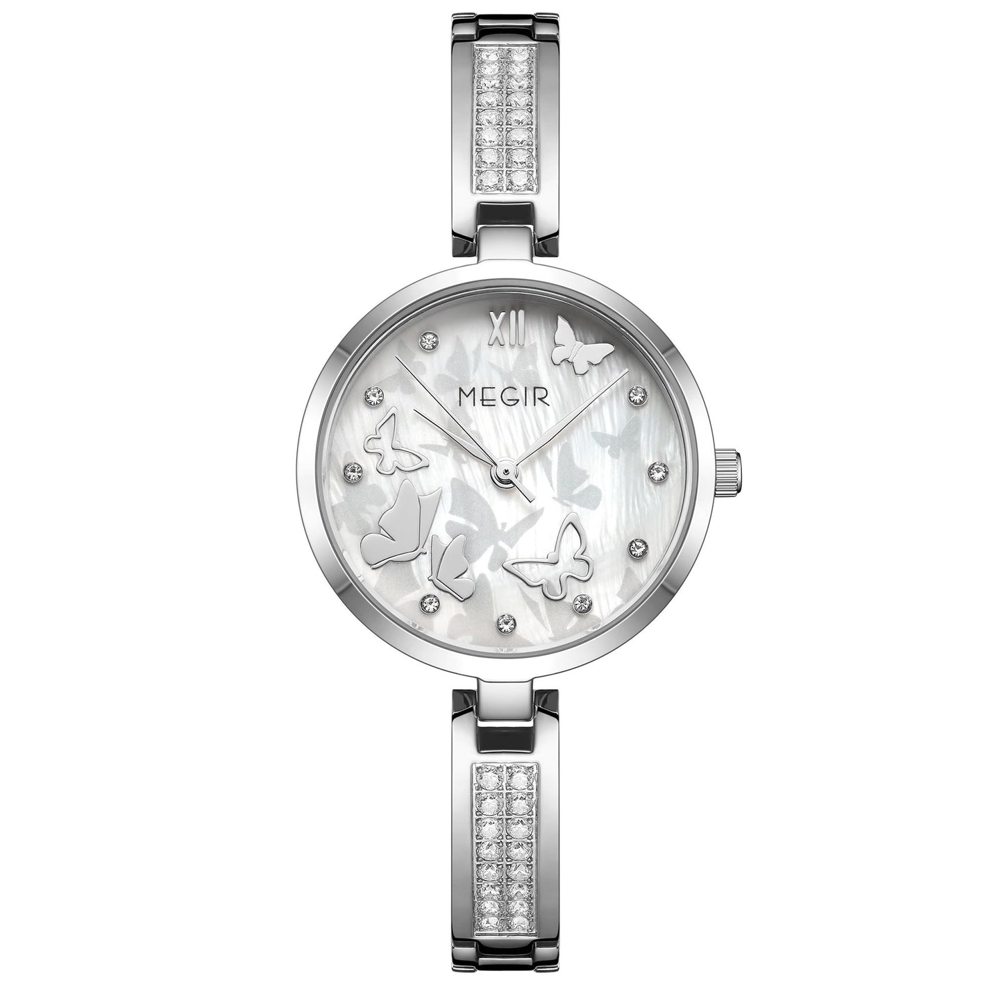 MEGIR Watch for Women Luxury Diamond Ladies Quartz Wristwatches Steel Women Bracelet Watches Female Dress Clock Relogio Feminino