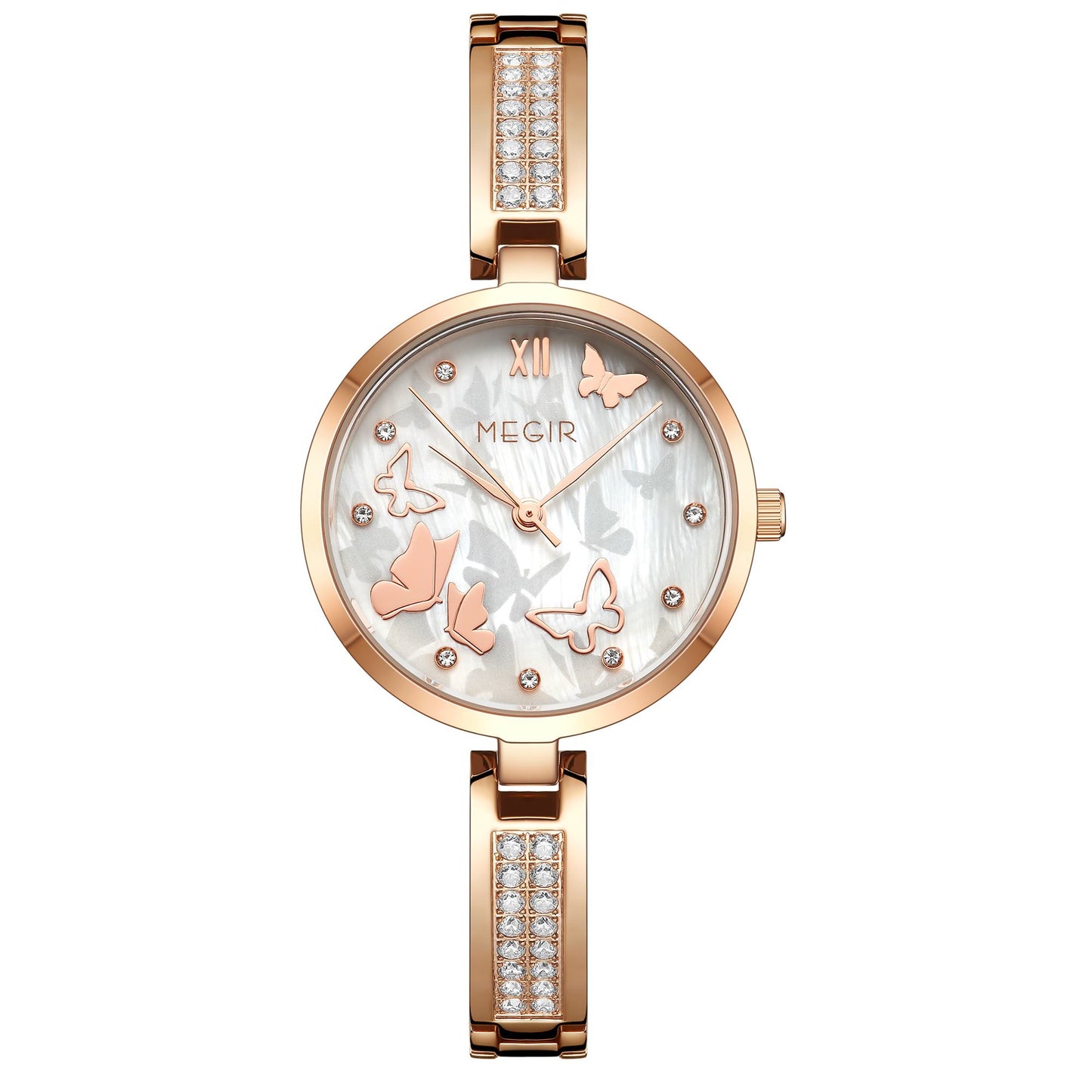 MEGIR Watch for Women Luxury Diamond Ladies Quartz Wristwatches Steel Women Bracelet Watches Female Dress Clock Relogio Feminino