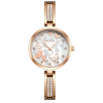 MEGIR Watch for Women Luxury Diamond Ladies Quartz Wristwatches Steel Women Bracelet Watches Female Dress Clock Relogio Feminino