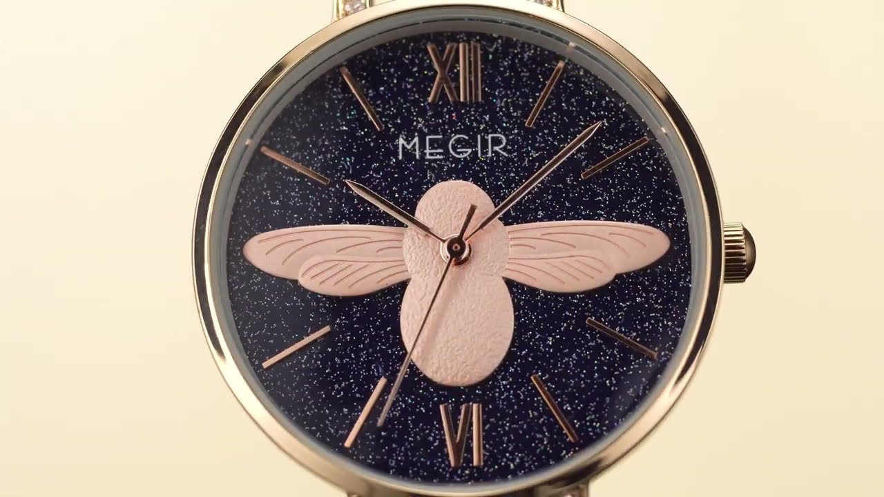 MEGIR Fashion Women Watches Top Brand Luxury Quartz Wristwatch Ladies Rose Gold Mesh Belt Business Casual Watch Reloj Mujer 7009