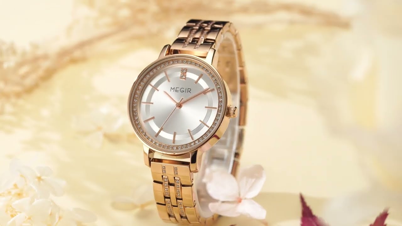 MEGIR Luxury Watches for Women Stainless Steel Dress Clock Fashion Elegant Wristwatch Quartz Watch Ladies Clock Reloj Mujer 7012