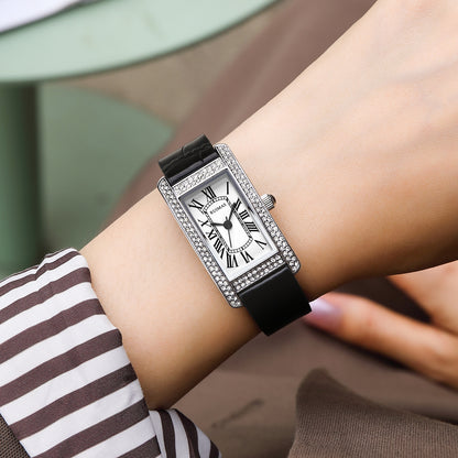 RUIMAS Brand Wrist Watches For Women Square Rose Gold WristWatch Fashion Luxury Leather Female Casual Ladies Quartz Watch Clock