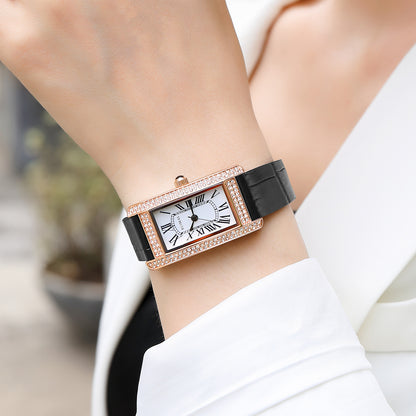 RUIMAS Brand Wrist Watches For Women Square Rose Gold WristWatch Fashion Luxury Leather Female Casual Ladies Quartz Watch Clock