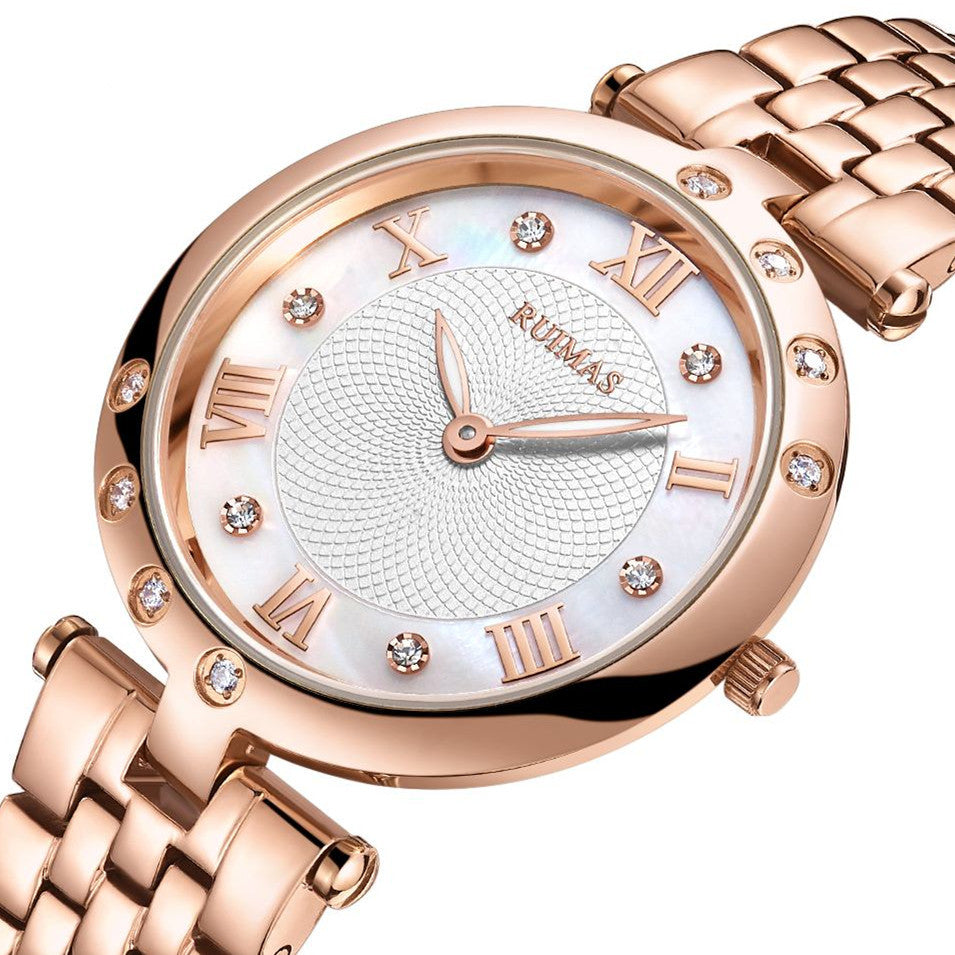 RUIMAS Ladies Wrist Watch Stainless Steel Luxury Quartz Women Watches Waterproof Female Dress Clock Bracelet reloj mujer 6749