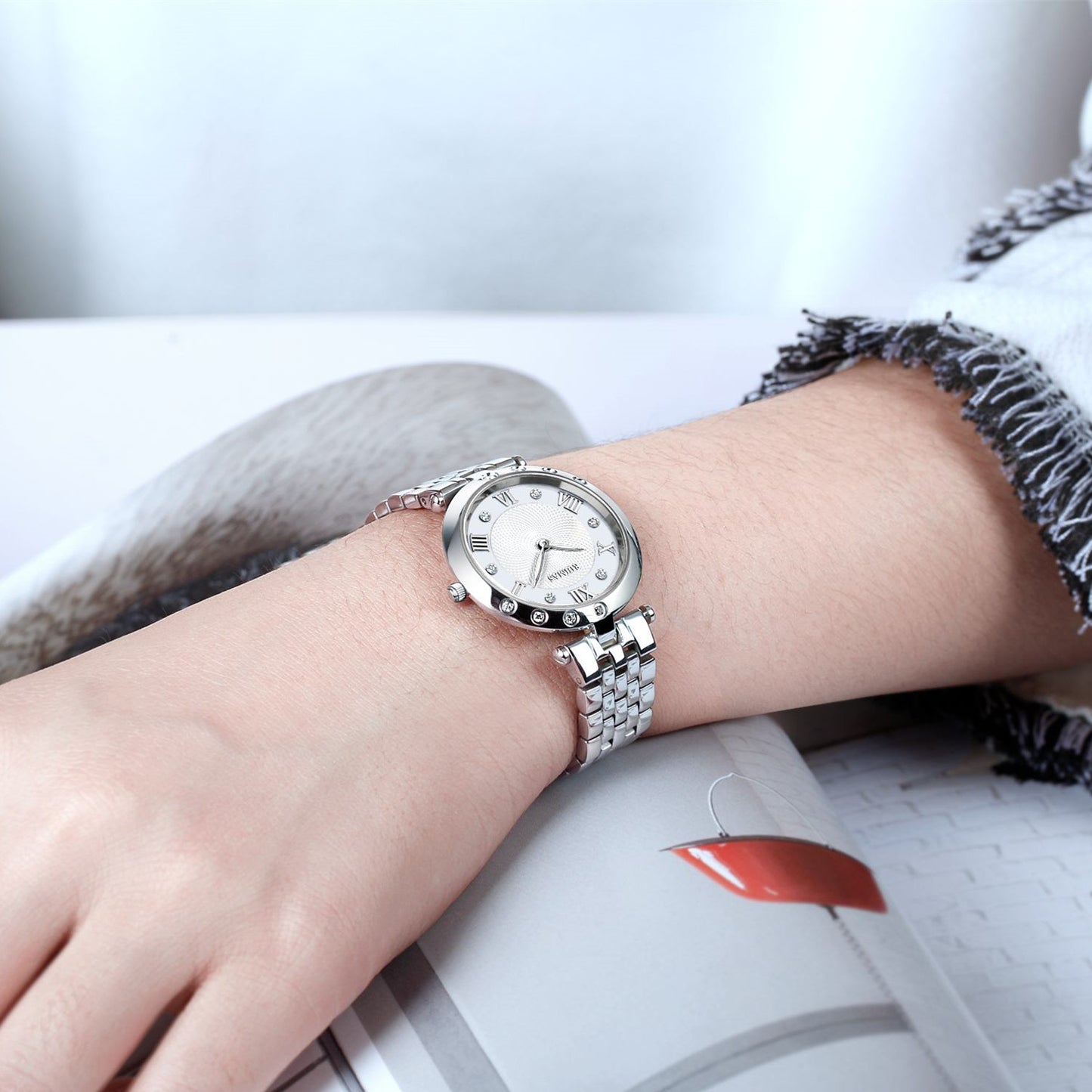 RUIMAS Ladies Wrist Watch Stainless Steel Luxury Quartz Women Watches Waterproof Female Dress Clock Bracelet reloj mujer 6749