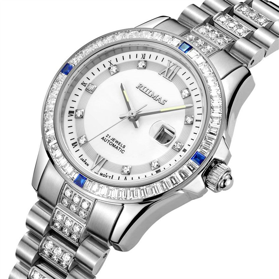 RUIMAS Sapphire Mechanical Women Watch Brand Luxury Steel Bracelet Ladies Fashion Watch Automatic Female Clock Reloj Mujer 6740