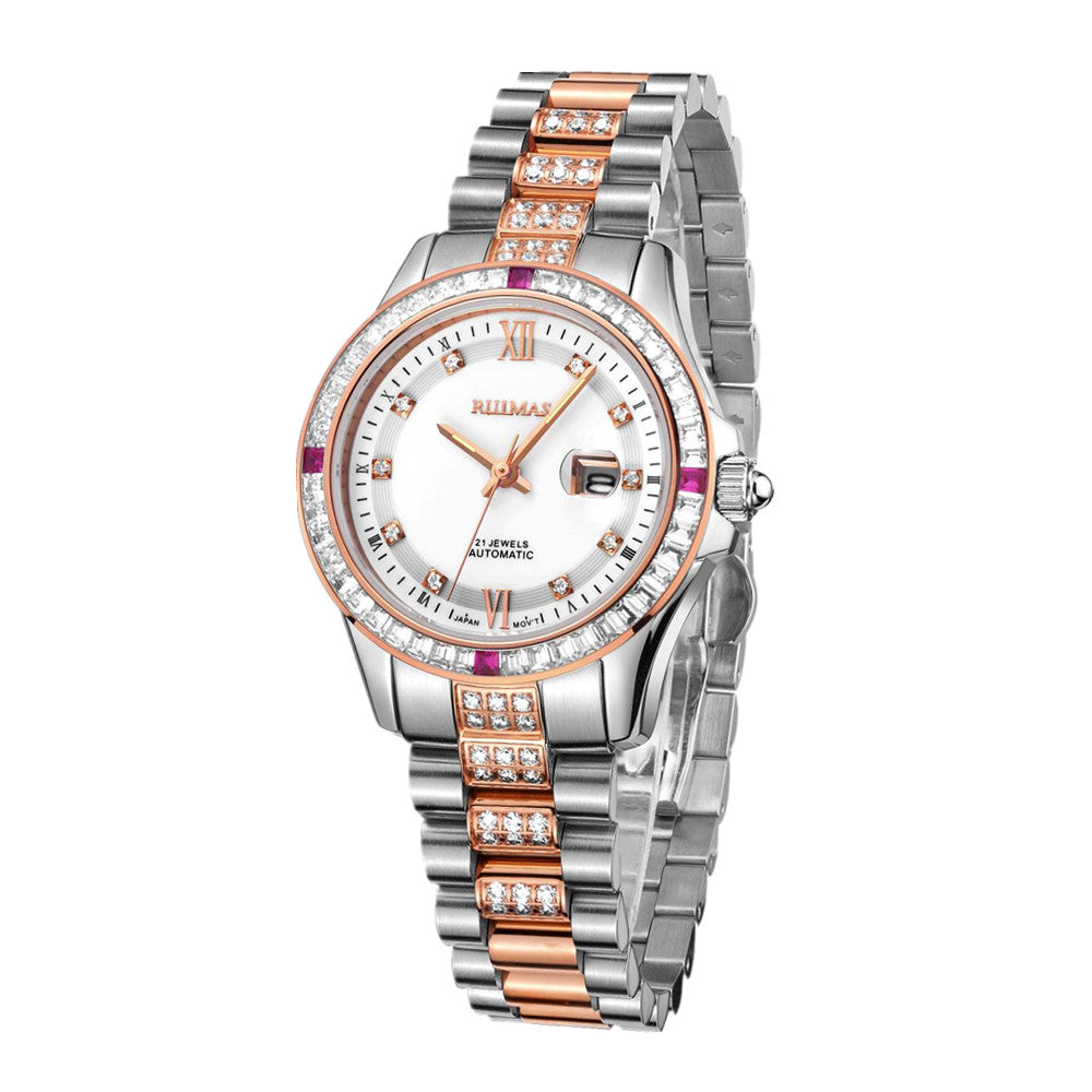RUIMAS Sapphire Mechanical Women Watch Brand Luxury Steel Bracelet Ladies Fashion Watch Automatic Female Clock Reloj Mujer 6740