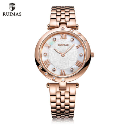 RUIMAS Ladies Wrist Watch Stainless Steel Luxury Quartz Women Watches Waterproof Female Dress Clock Bracelet reloj mujer 6749