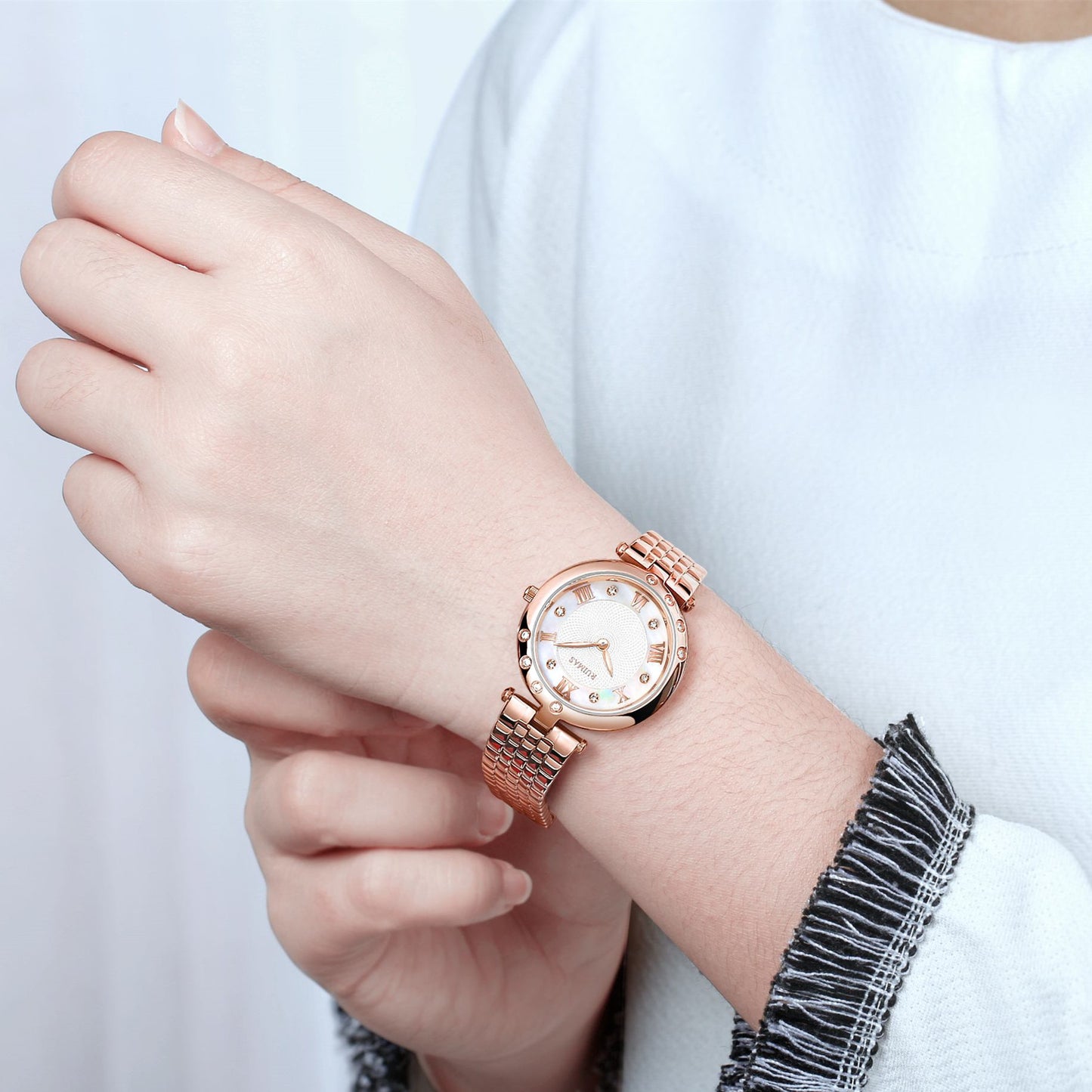 RUIMAS Ladies Wrist Watch Stainless Steel Luxury Quartz Women Watches Waterproof Female Dress Clock Bracelet reloj mujer 6749