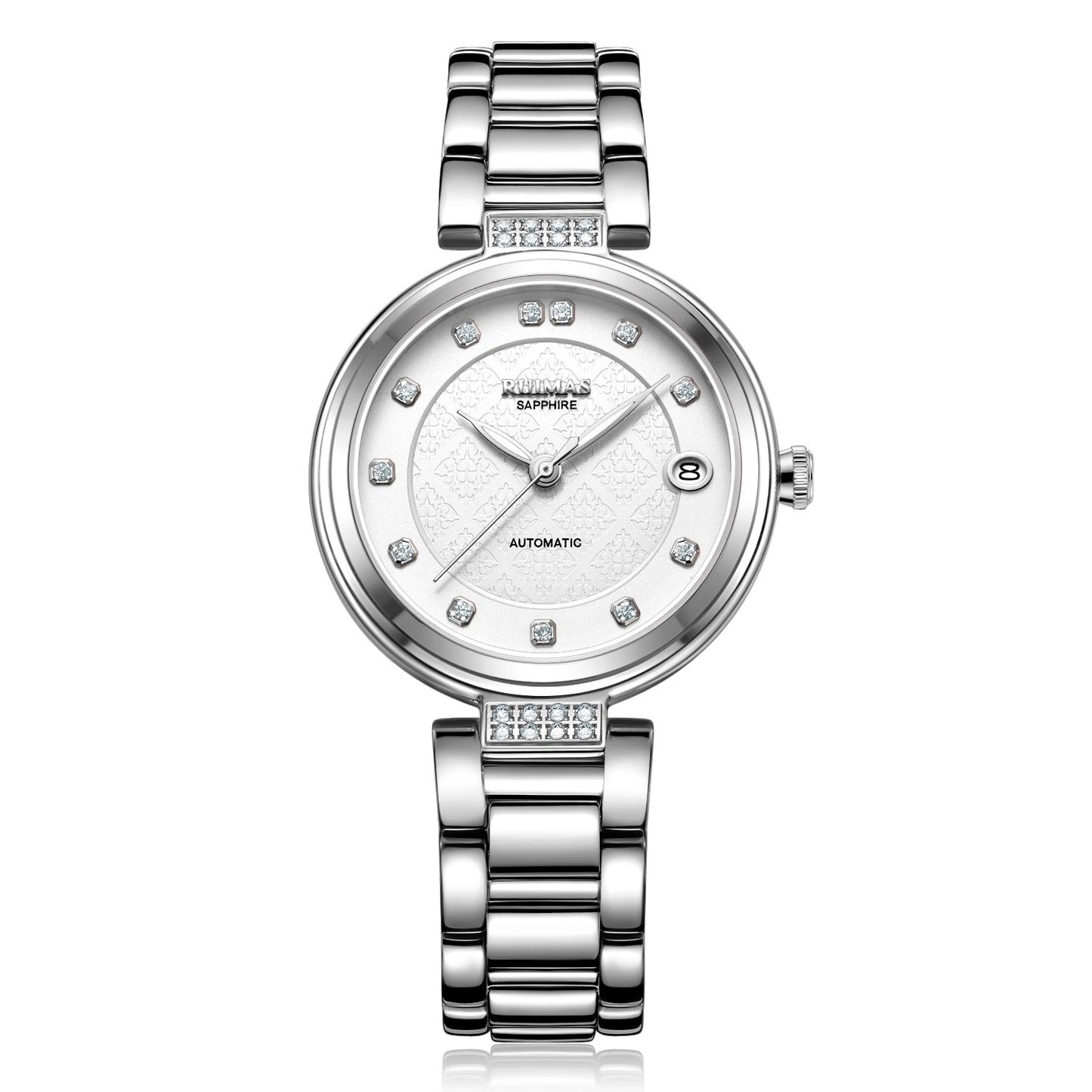 RUIMAS Women Automatic Mechanical Watch Steel Strap Ladies Business Wrist Watch Fashion Waterproof Date Clock Montre Femme 6756