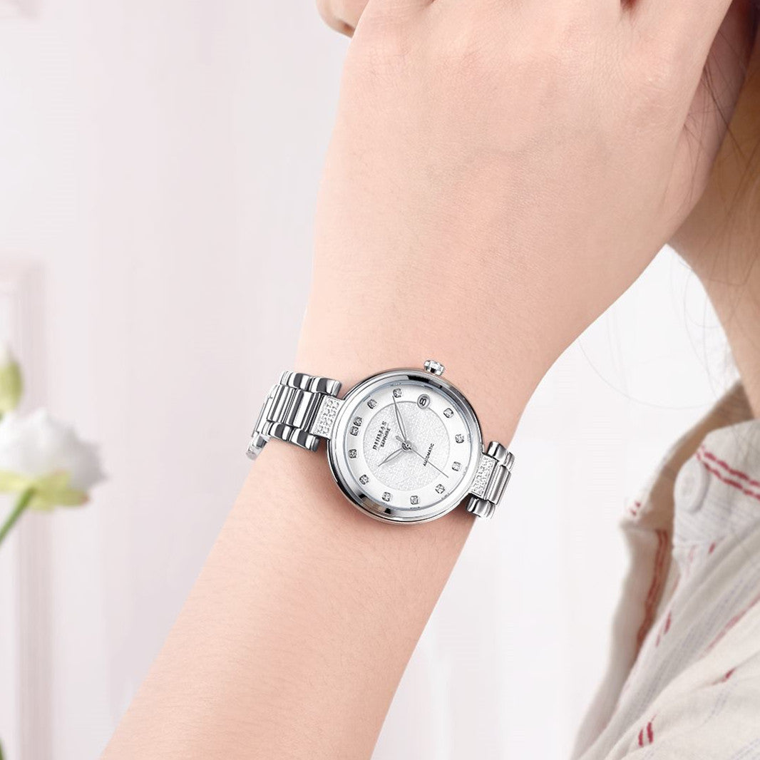 RUIMAS Women Automatic Mechanical Watch Steel Strap Ladies Business Wrist Watch Fashion Waterproof Date Clock Montre Femme 6756