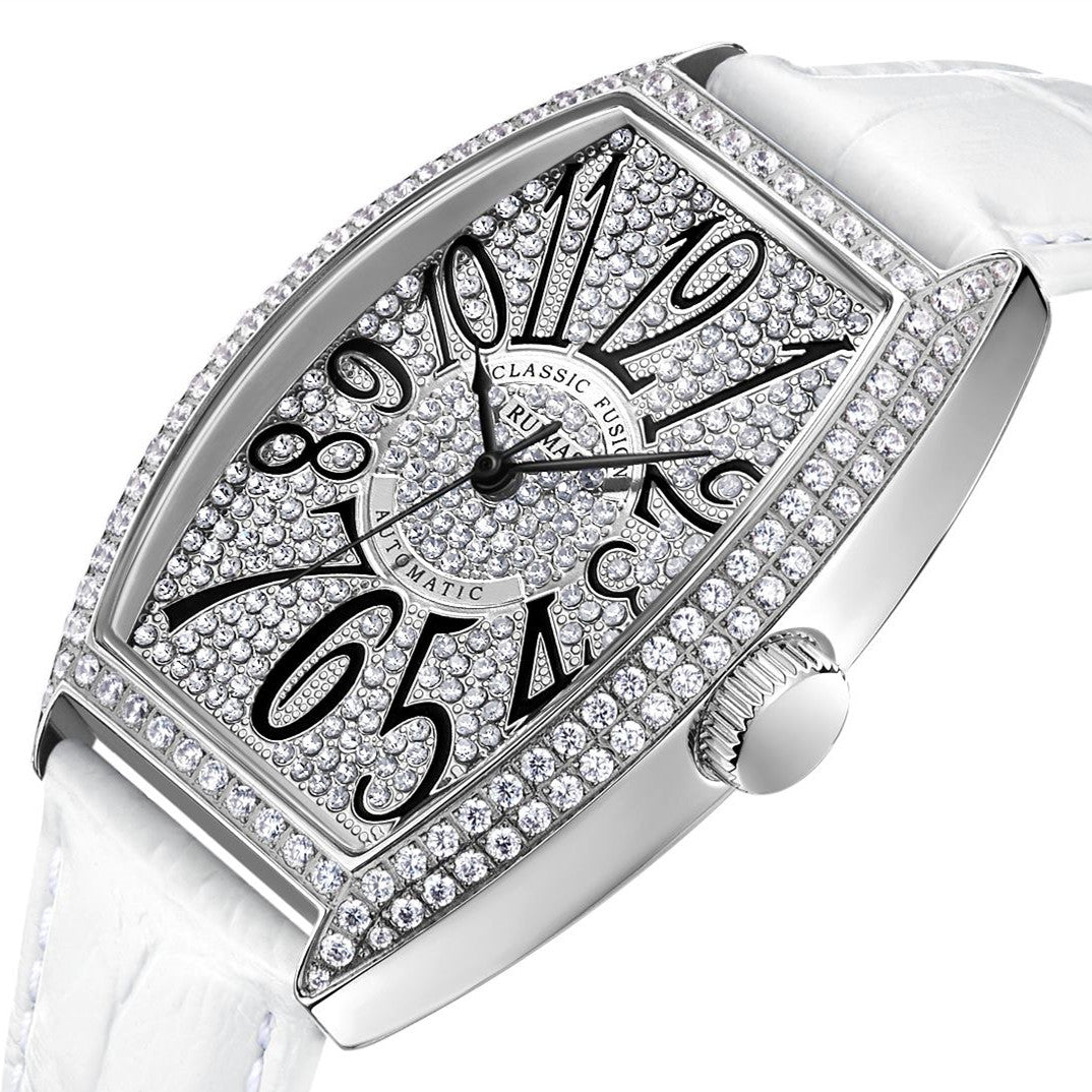 RUIMAS Luxury Diamond Women Automatic Mechanical Watches Waterproof Elegant Ladies Wrist Watch Clock Leather Reloj Mujer 6757