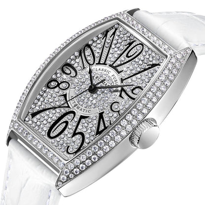 RUIMAS Luxury Diamond Women Automatic Mechanical Watches Waterproof Elegant Ladies Wrist Watch Clock Leather Reloj Mujer 6757