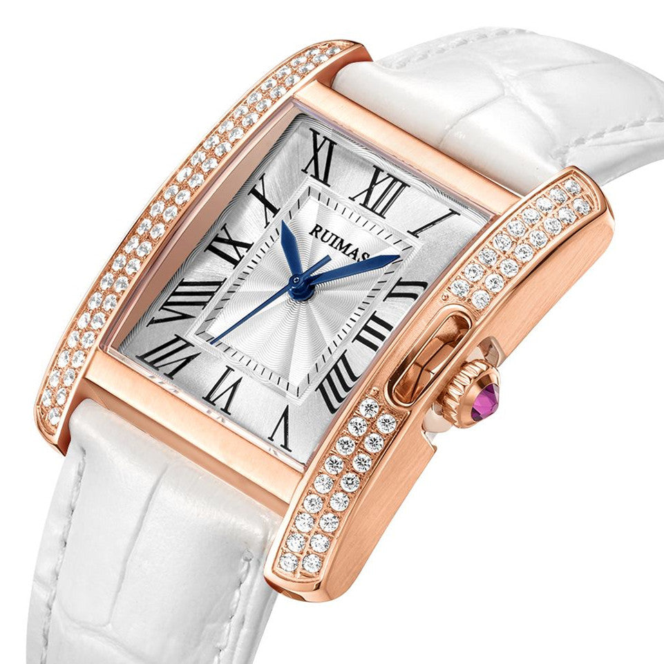 RUIMAS Fashion Automatic Mechanical Watch for Women Luxury Leather Ladies Wristwatch Waterproof Female Clock Reloj Mujer 6773