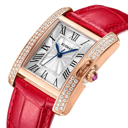 RUIMAS Fashion Automatic Mechanical Watch for Women Luxury Leather Ladies Wristwatch Waterproof Female Clock Reloj Mujer 6773