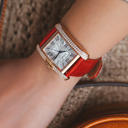 RUIMAS Fashion Automatic Mechanical Watch for Women Luxury Leather Ladies Wristwatch Waterproof Female Clock Reloj Mujer 6773