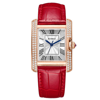RUIMAS Fashion Automatic Mechanical Watch for Women Luxury Leather Ladies Wristwatch Waterproof Female Clock Reloj Mujer 6773