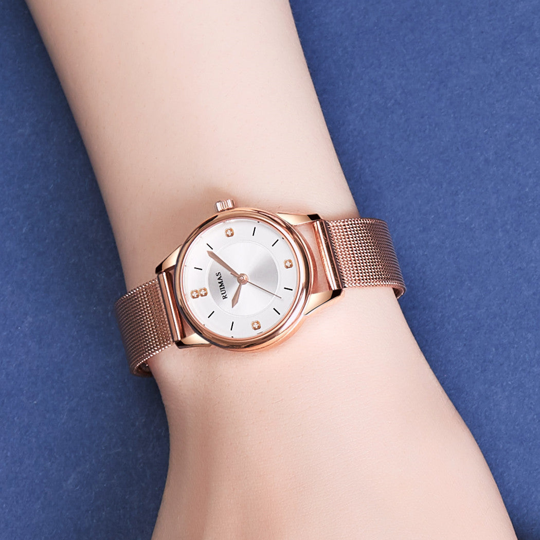 RUIMAS Women Watches Luxury Fashion Female Quartz Watch Steel Mesh Ladies Wristwatch Elegant Dress Clock Relogio Feminino 6779