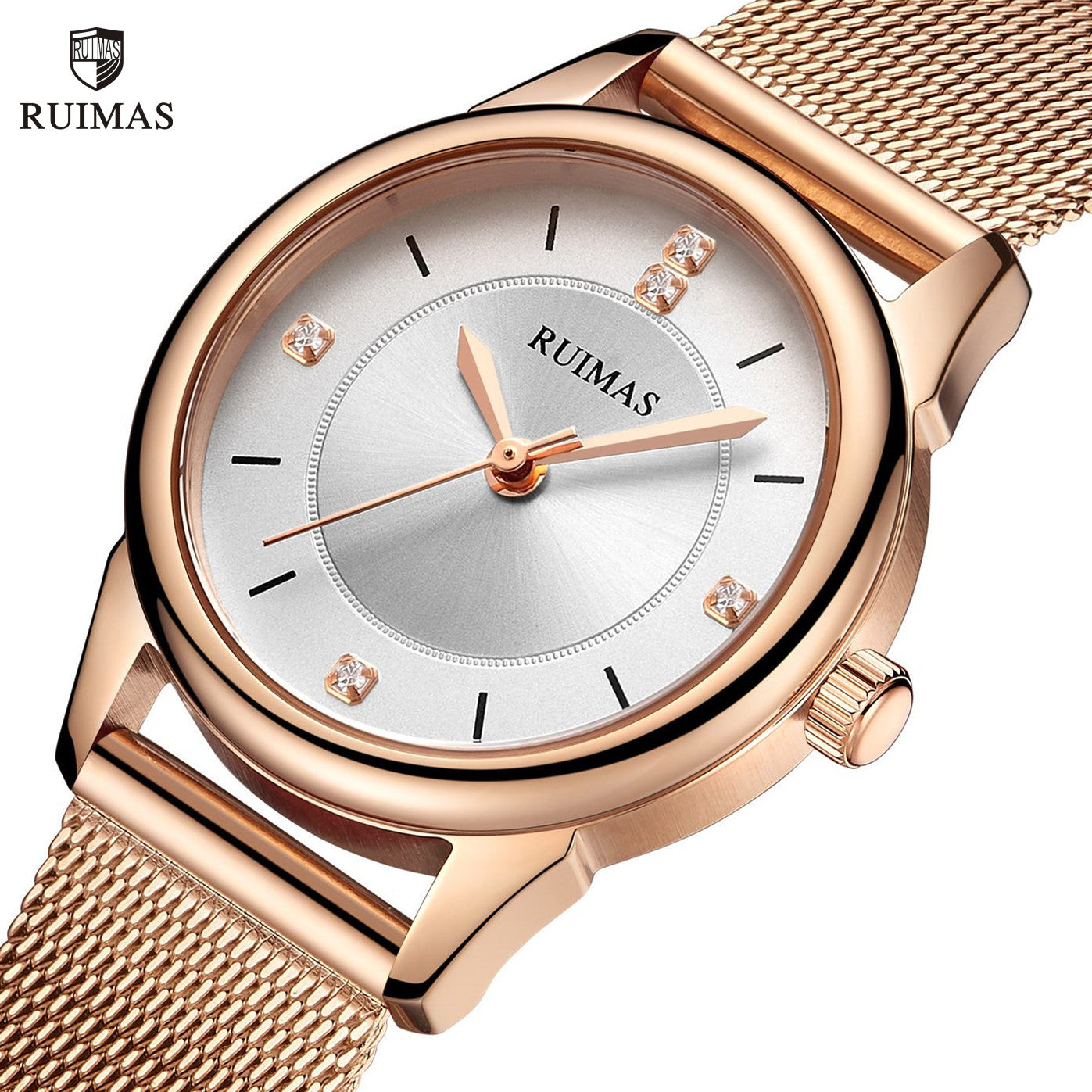RUIMAS Women Watches Luxury Fashion Female Quartz Watch Steel Mesh Ladies Wristwatch Elegant Dress Clock Relogio Feminino 6779