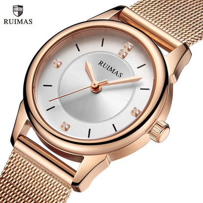 RUIMAS Women Watches Luxury Fashion Female Quartz Watch Steel Mesh Ladies Wristwatch Elegant Dress Clock Relogio Feminino 6779