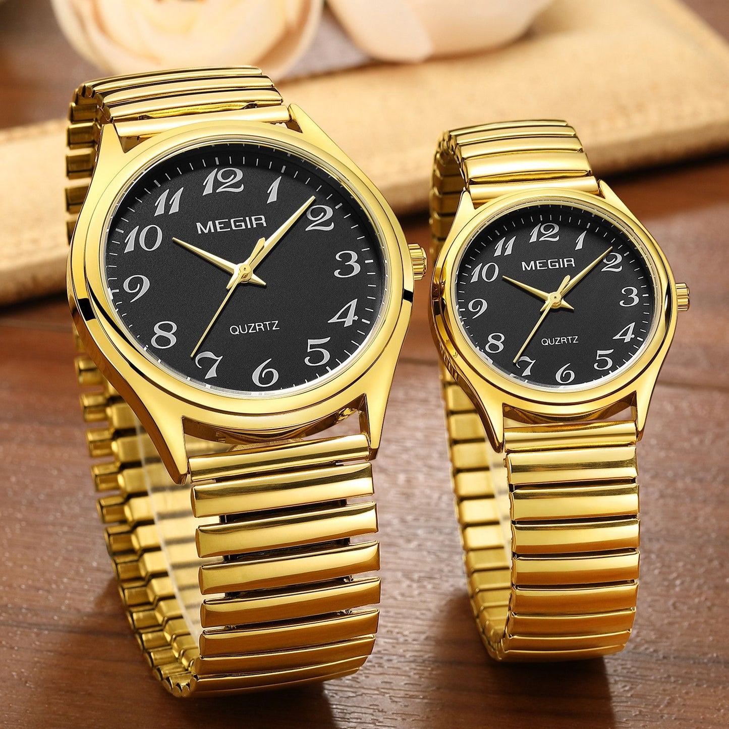 MEGIR Luxury Couple Watches Waterproof Quartz Watch for Lover Stainless Steel Men Women Wristwatches Clock Relogio Masculino 1088