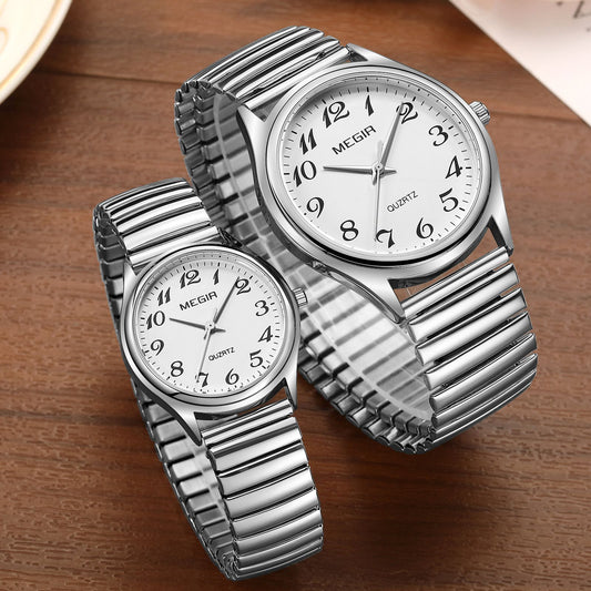 MEGIR Luxury Couple Watches Waterproof Quartz Watch for Lover Stainless Steel Men Women Wristwatches Clock Relogio Masculino 1088