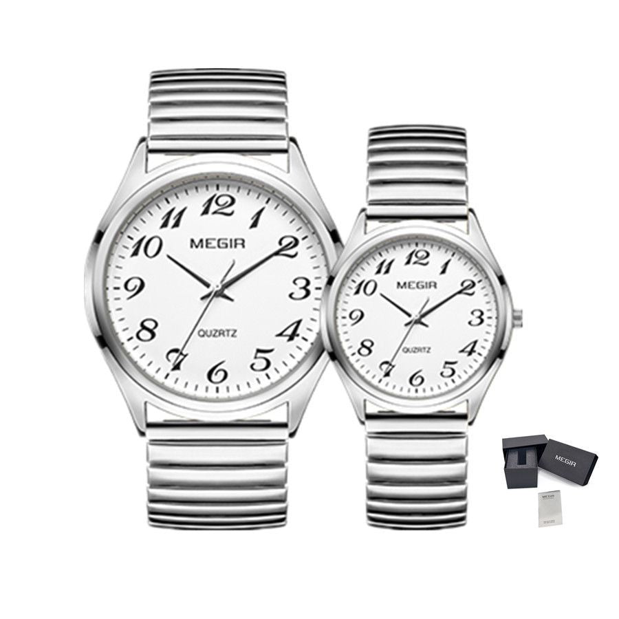 MEGIR Luxury Couple Watches Waterproof Quartz Watch for Lover Stainless Steel Men Women Wristwatches Clock Relogio Masculino 1088