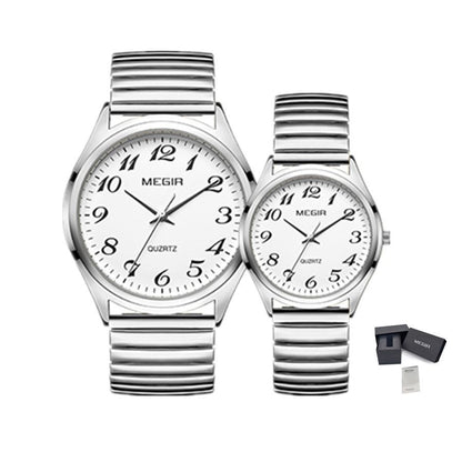 MEGIR Luxury Couple Watches Waterproof Quartz Watch for Lover Stainless Steel Men Women Wristwatches Clock Relogio Masculino 1088