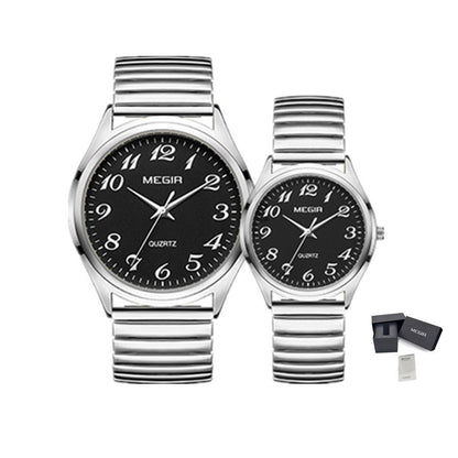 MEGIR Luxury Couple Watches Waterproof Quartz Watch for Lover Stainless Steel Men Women Wristwatches Clock Relogio Masculino 1088