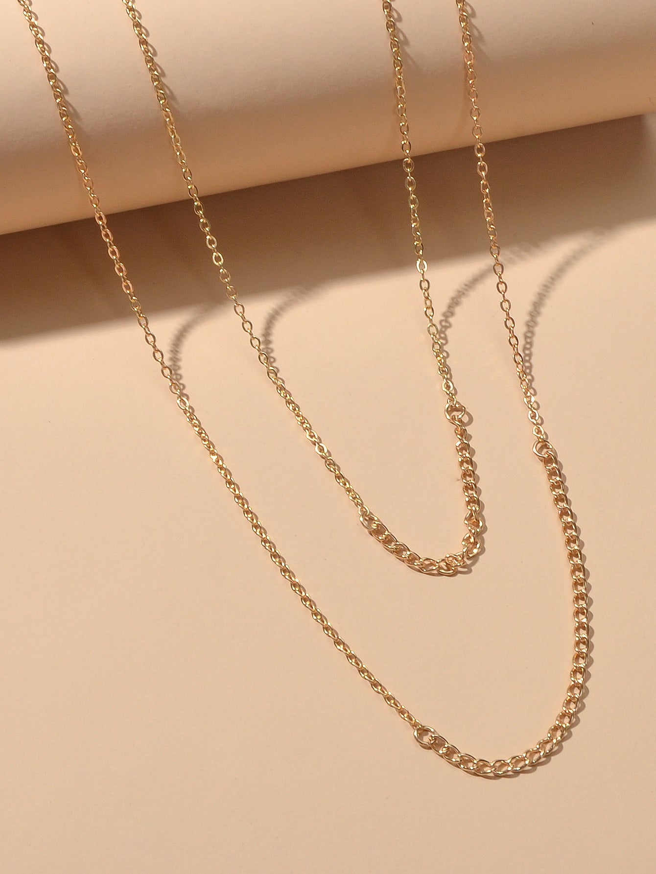Double layer Gold Silver Chain Necklace Minimalist Women Teens Girls Accessories