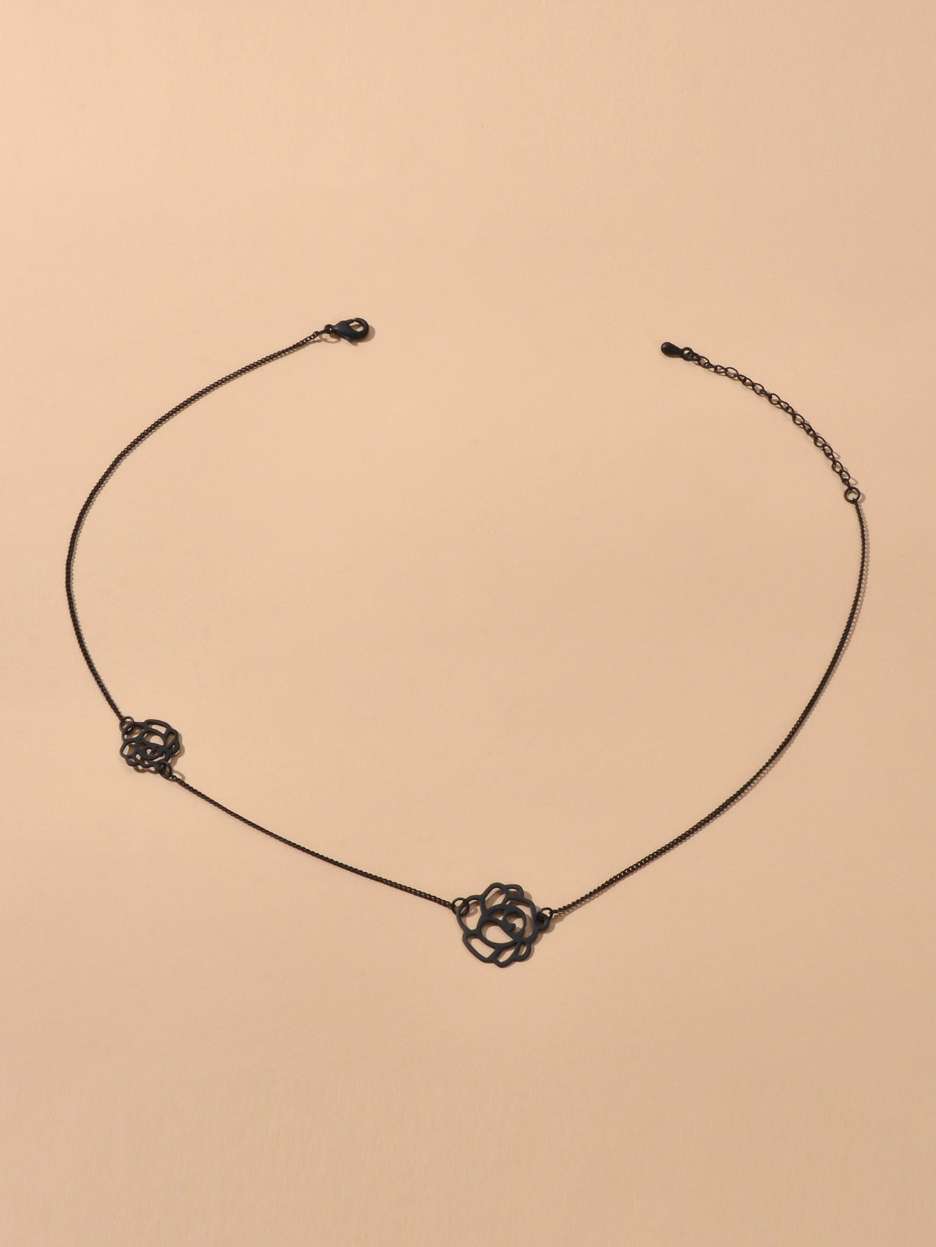 Retro Black Gold Chain Flower Collar Necklace Women Short Choker Accessories