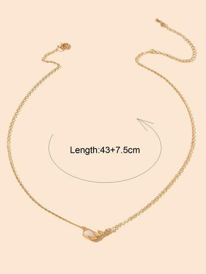 Exquisite Women Accessories Gold Chain Opal Dolphin Charm Necklace Gift Jewelry