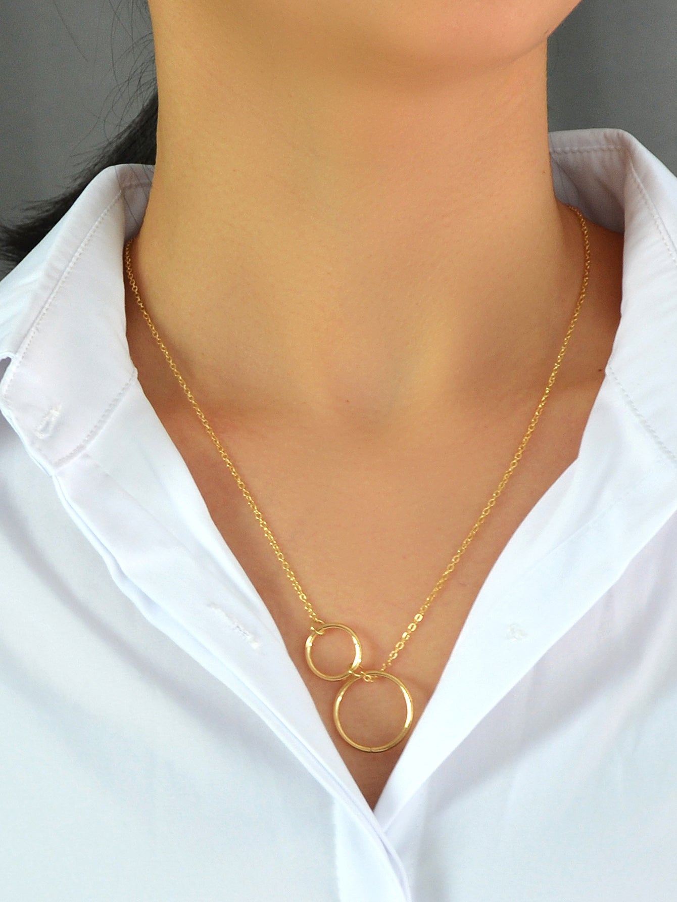 Minimalist Women Accessories Gold Silver Chain Circle Pendant Necklace for Party