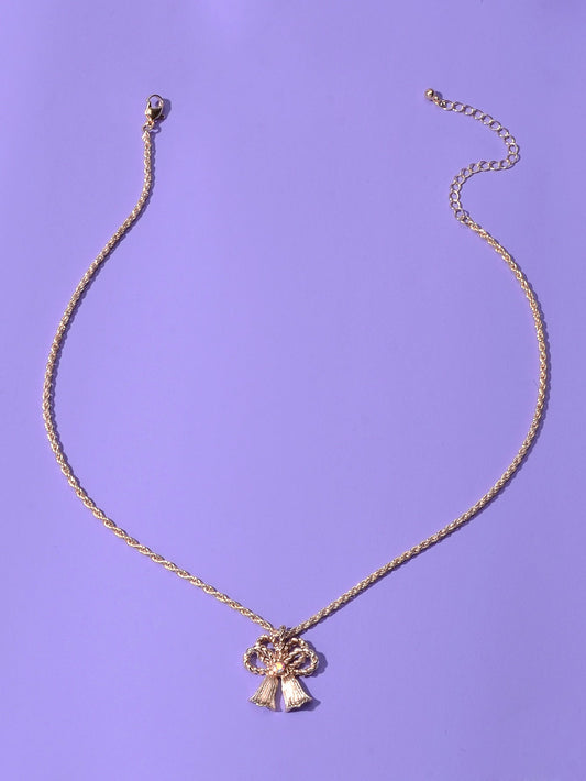 Festival Jewellery Gold Silver Chain Bow Bells Charm Necklace Women Accessories