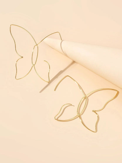 Gold Minimalist Butterfly Geometric Statement Drop Earrings Women Accessories