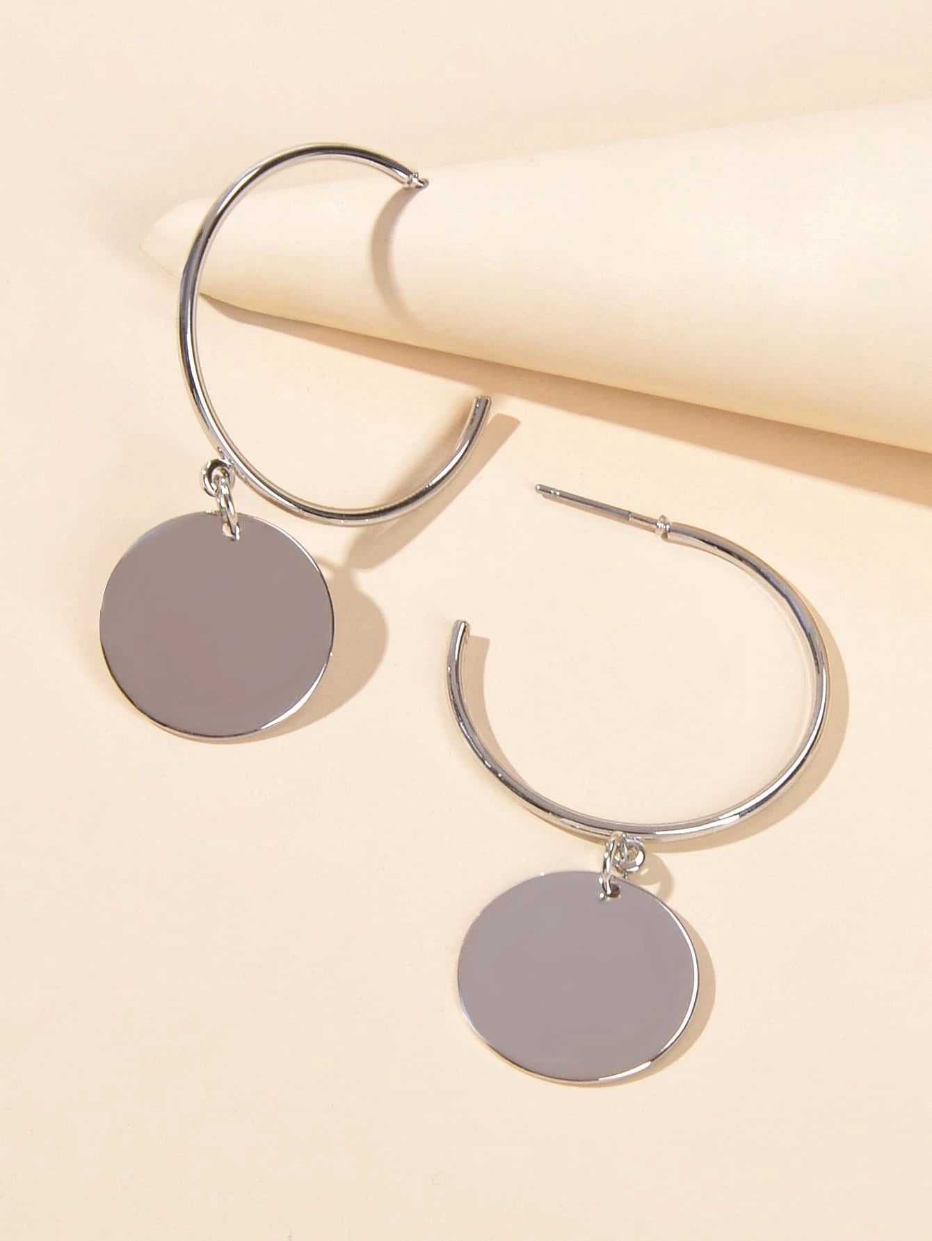 Punk Jewellery Gold Silver Round Disc Geometric Hoop Earrings Women Accessories