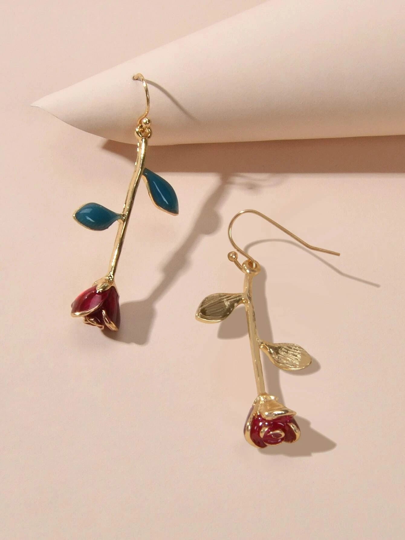 Feelontop Winered Rose Flower Drop Dangle Earrings Women Teens Party Accessories