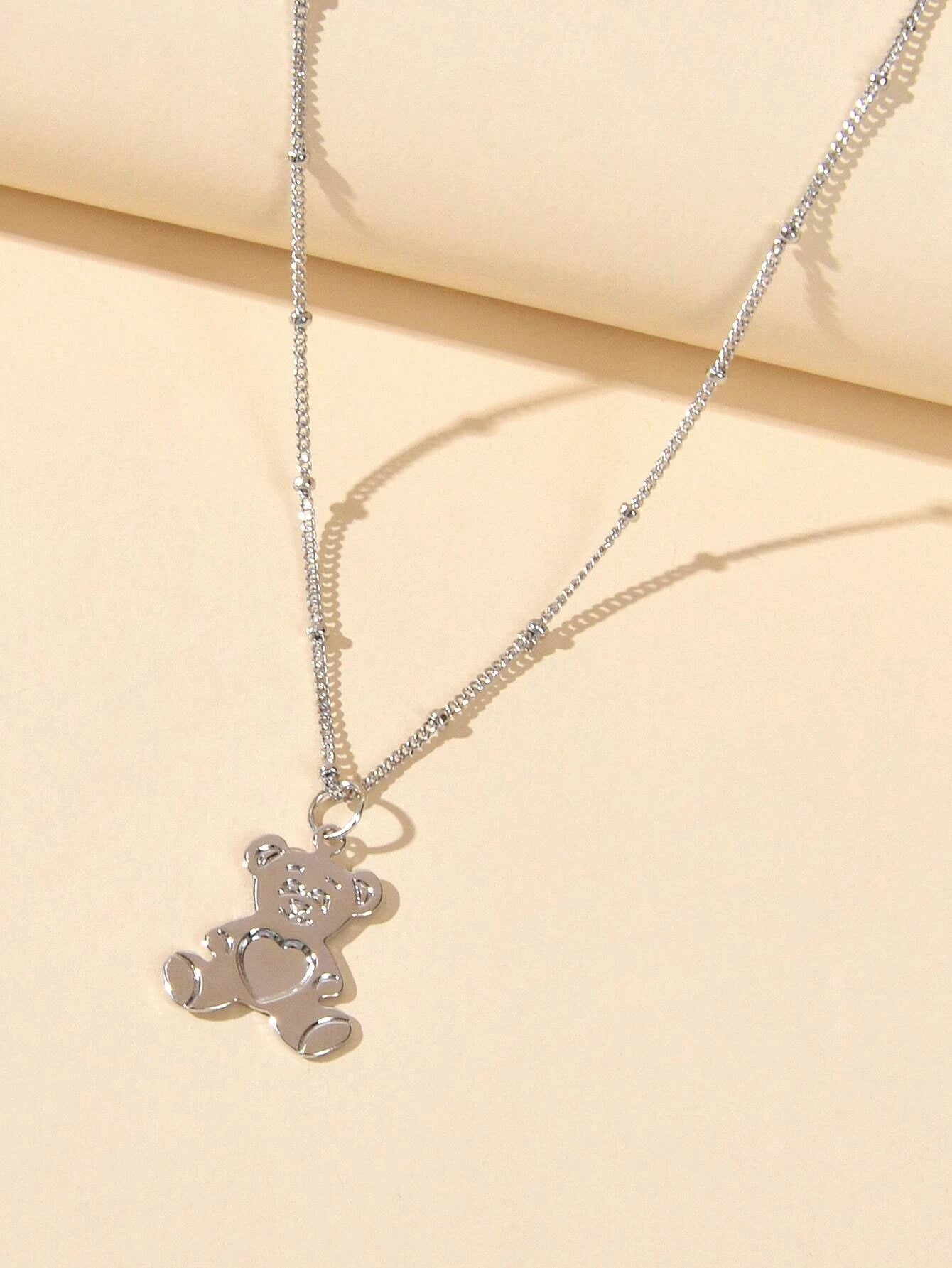 Lovely Jewellery Silver Chain Cute Bear Pendant Necklace Women Vivid Accessories