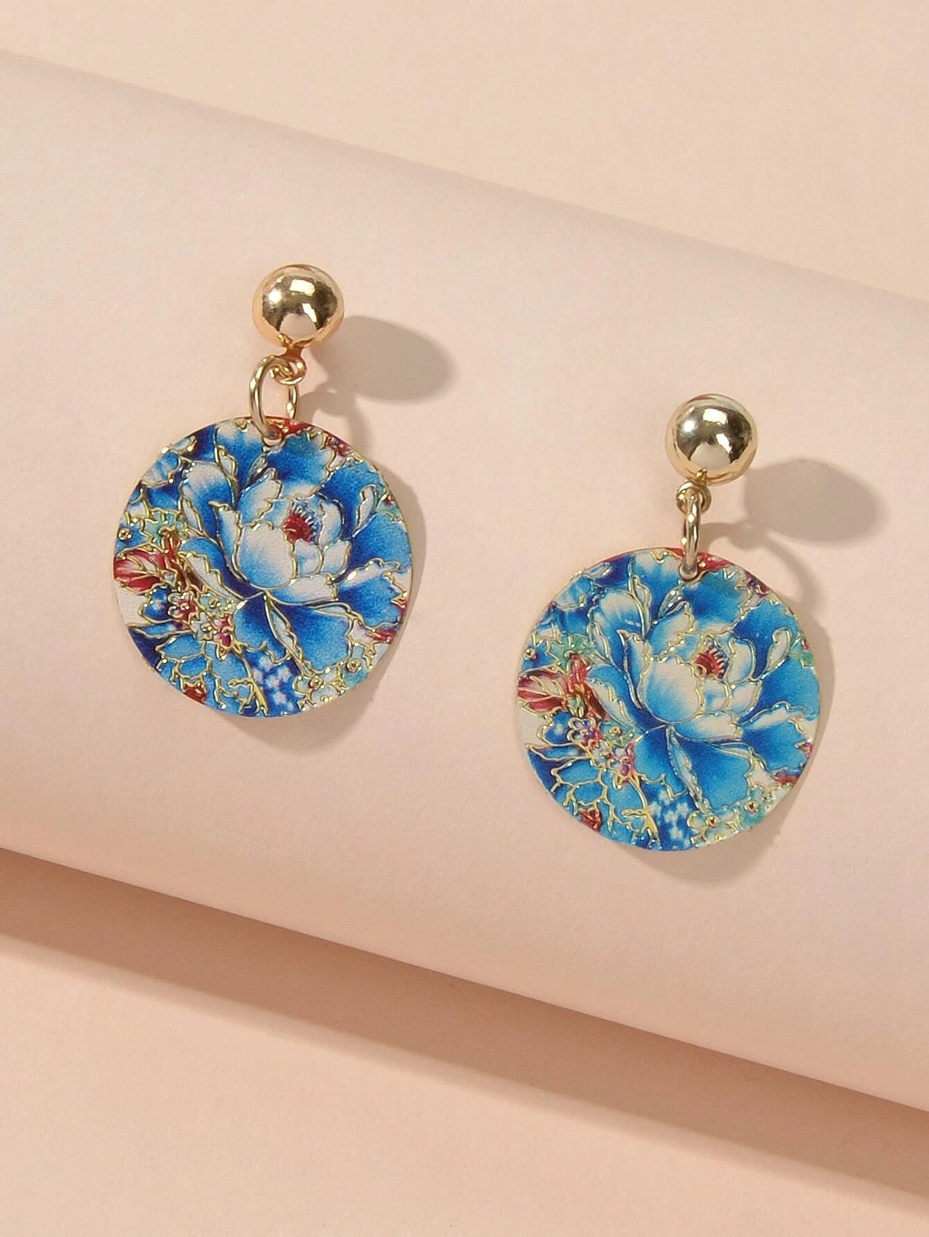 Ethnic Jewellery Blue Flower Round Drop Earrings Bohemian Women Accessories Gift