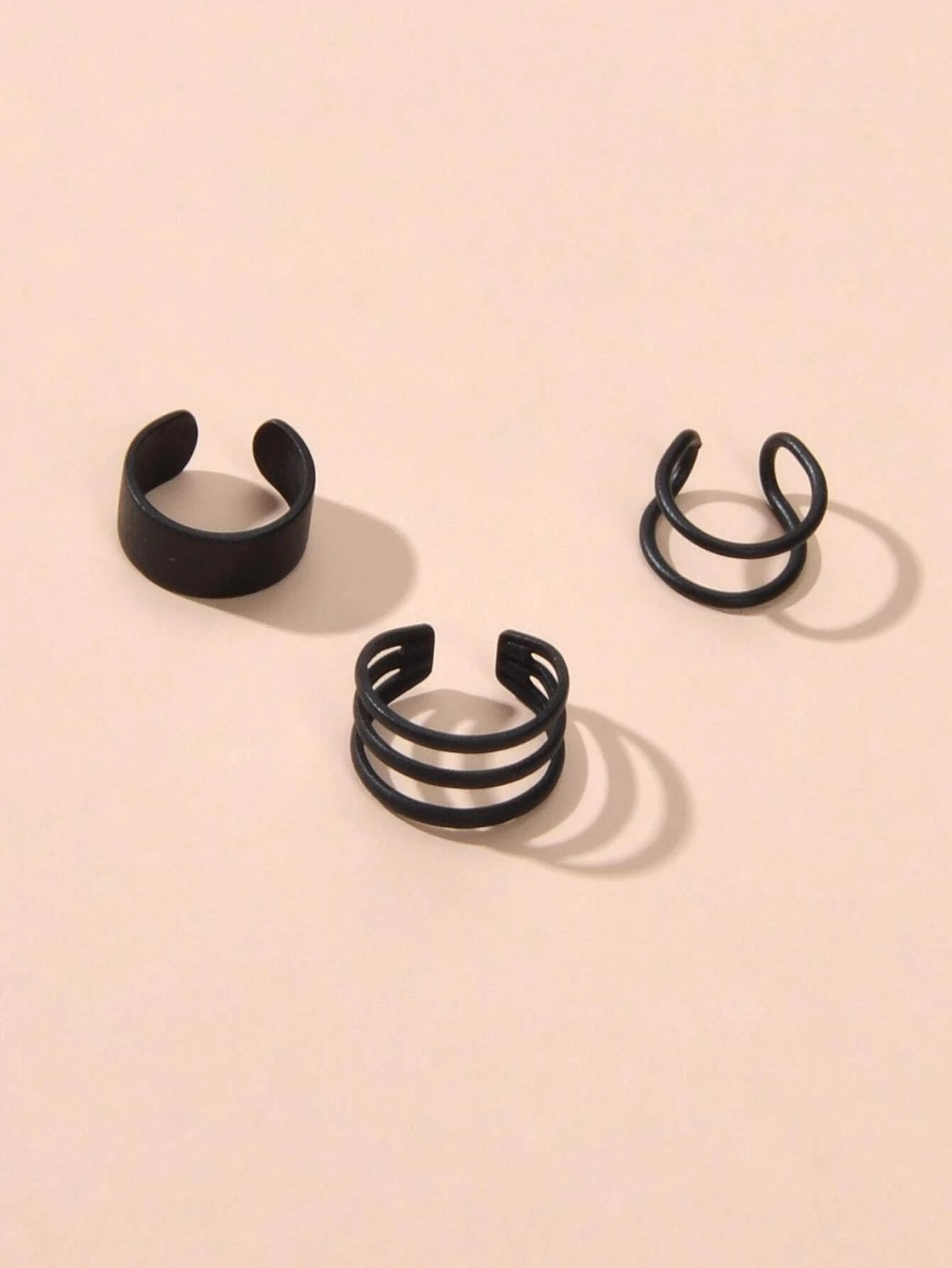 3pcs Minimalist Metal Geometric Earrings Ear Cuff Punk Rock Women Accessories