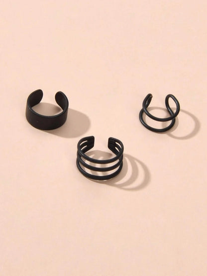 3pcs Minimalist Metal Geometric Earrings Ear Cuff Punk Rock Women Accessories