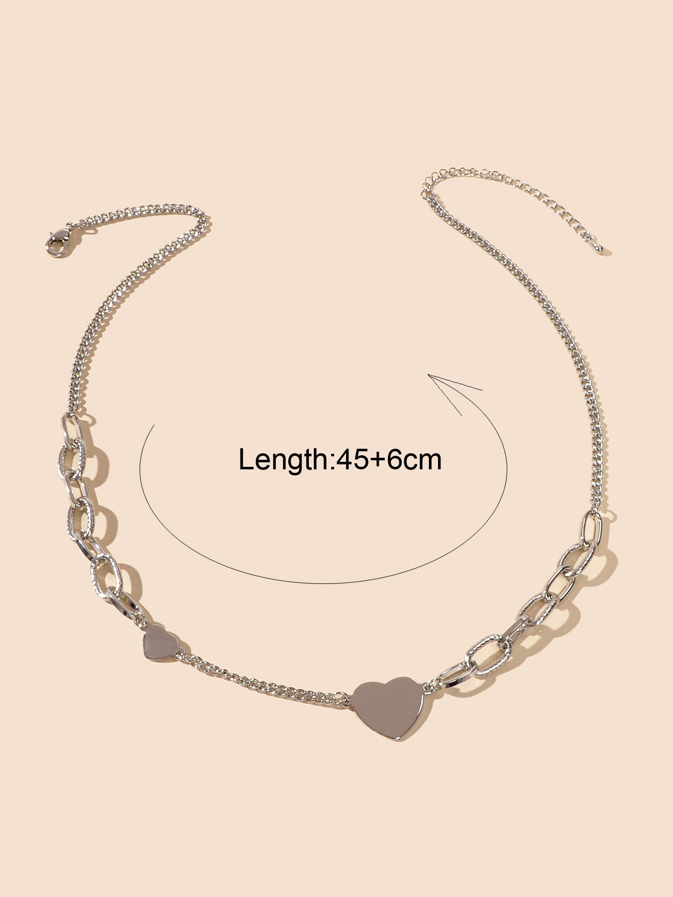Women Silver Chain Heart Charm Collar Necklace Good Quality Fashion Accessories