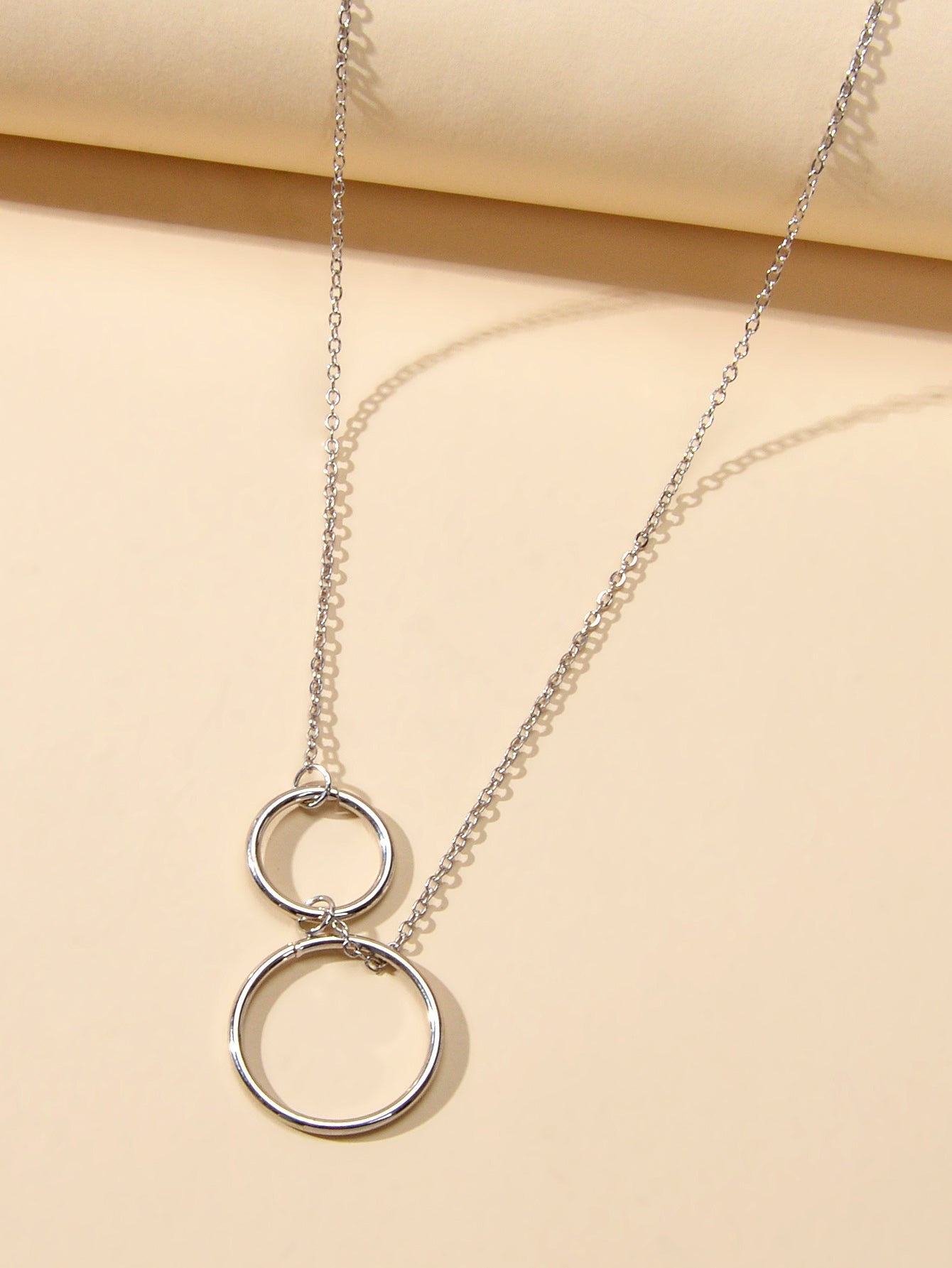 Minimalist Women Accessories Gold Silver Chain Circle Pendant Necklace for Party